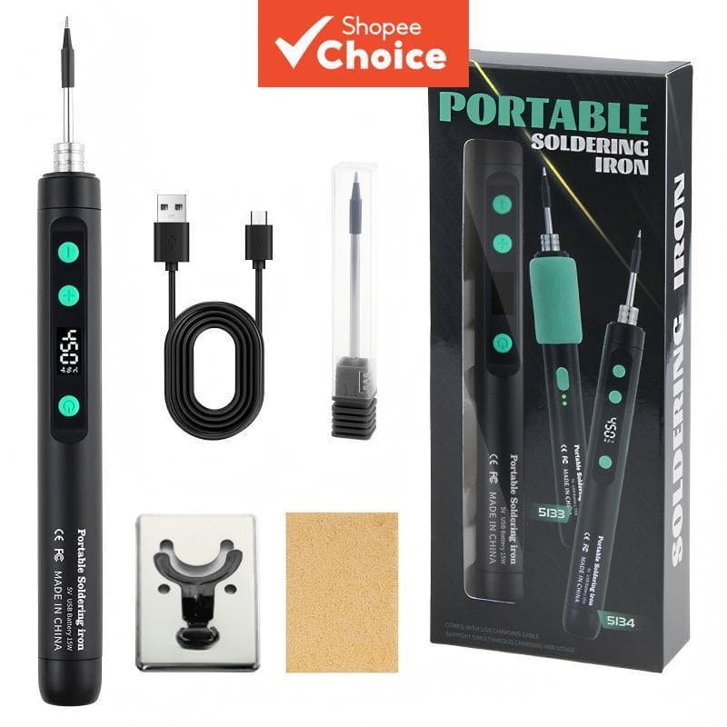 Kit de ferro de solda digital inteligente USB tipo C, temperatura ajustável, caneta de solda sem fio, ferramenta de