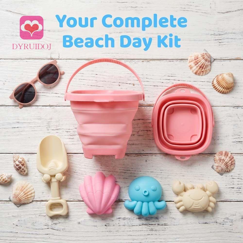 ADYRUIDOJ Conjunto De Balde De Pá De Praia De 4 Unidades , Pai-Filho Com Dobrável , Brinquedos , Desenho Animado