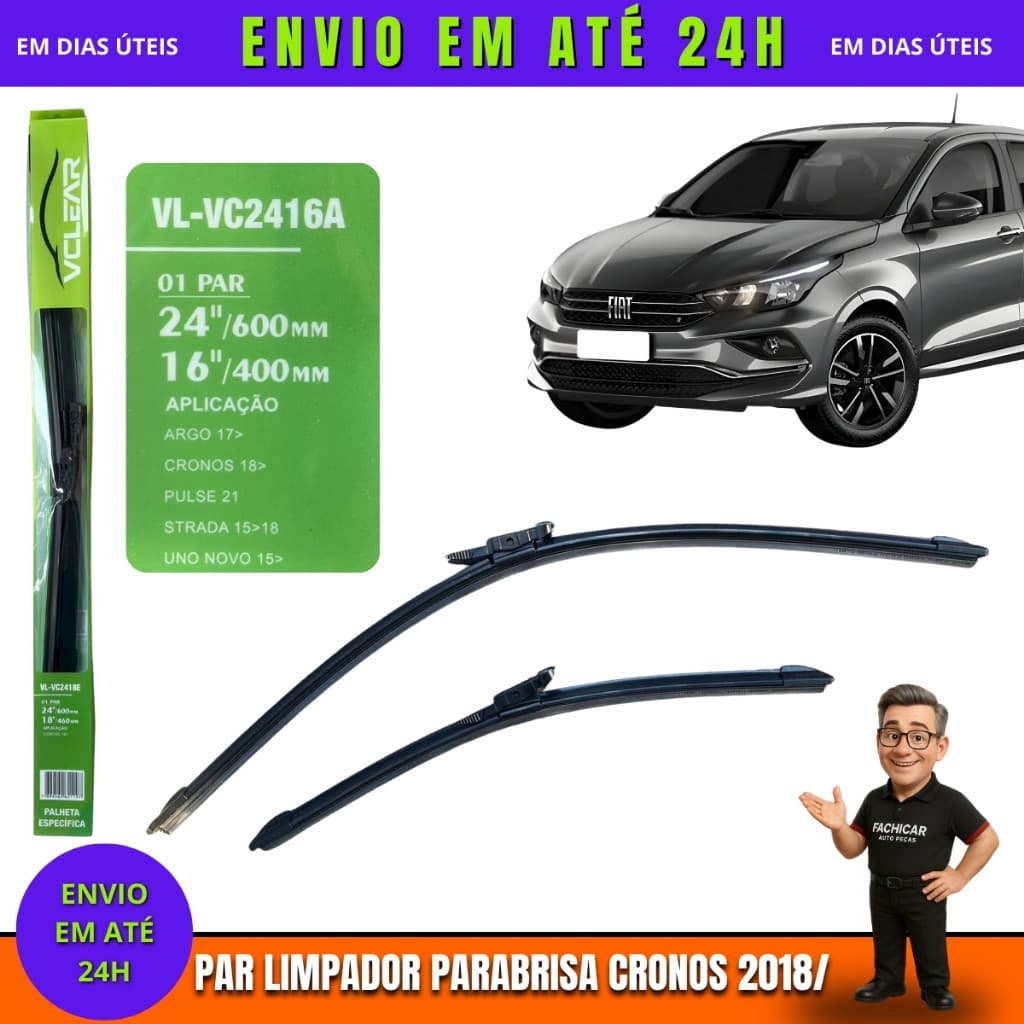 Par Palheta limpador Parabrisa Fiat Cronos 2018/...