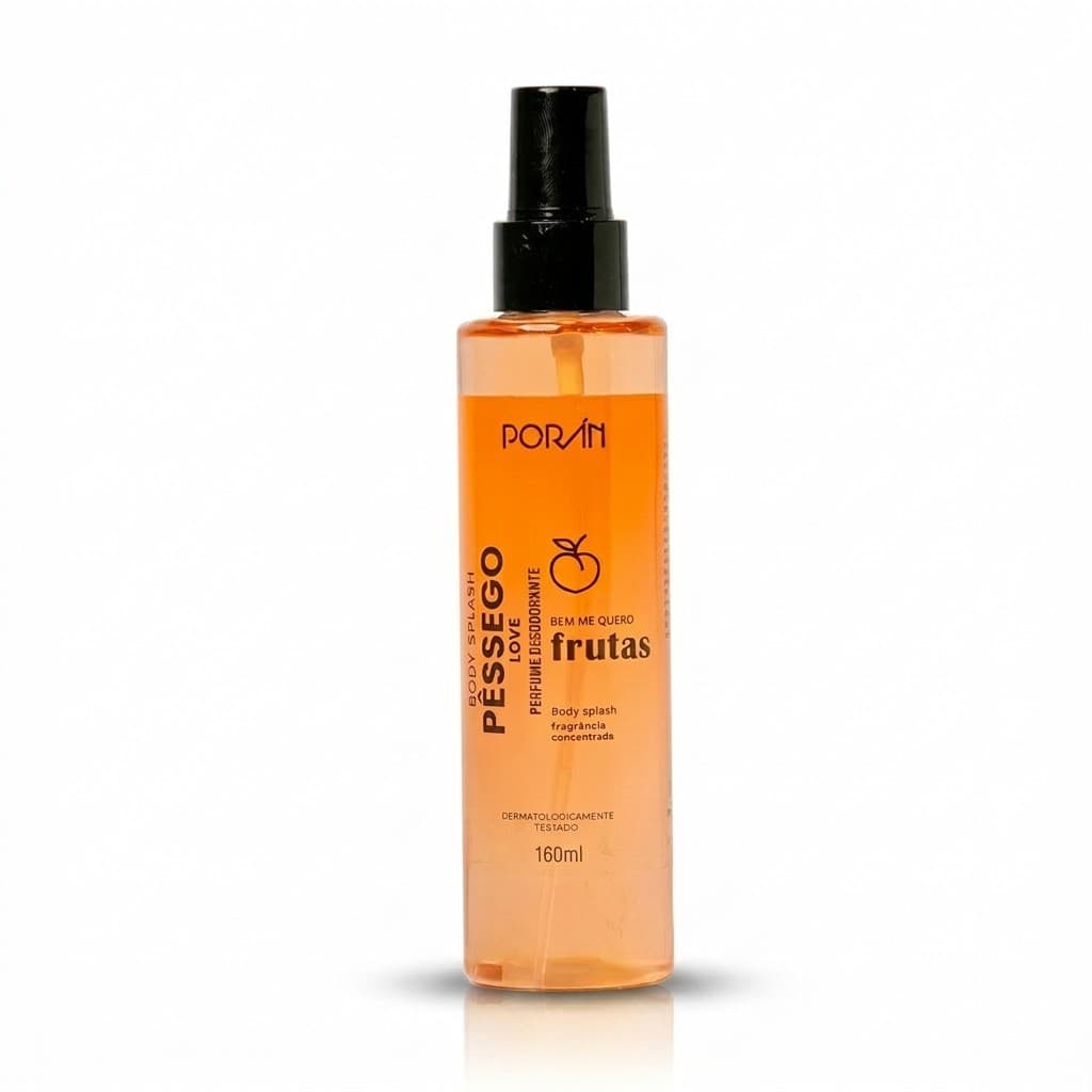 Body Splash Poran Pessego Love 160ml Colonia Perfume Corporal Doce Refrescante Alta Fixacao