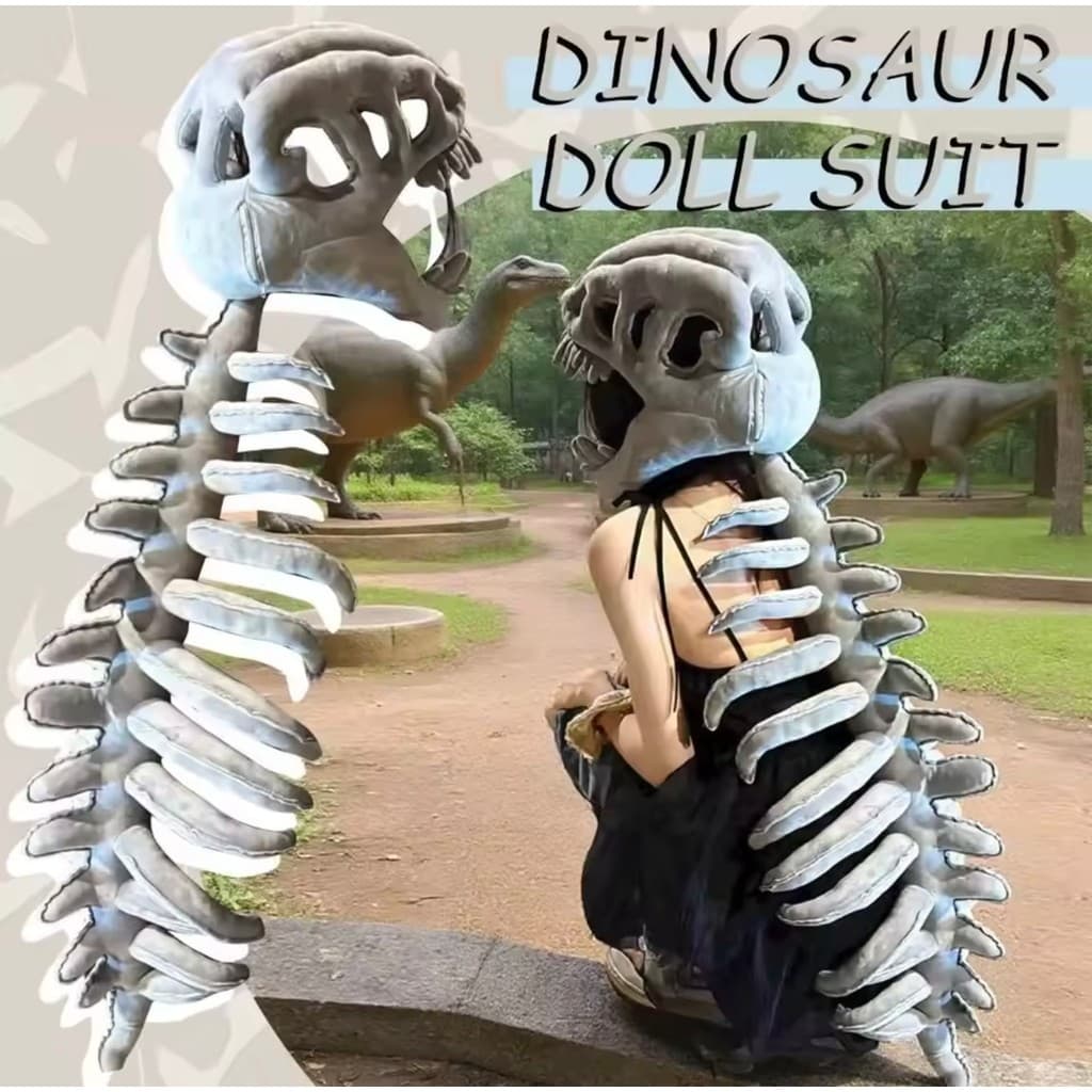 Dinossauro Esqueleto Bandana Traje De Pelúcia Grande Cosplay Presente Para Crianças Festa