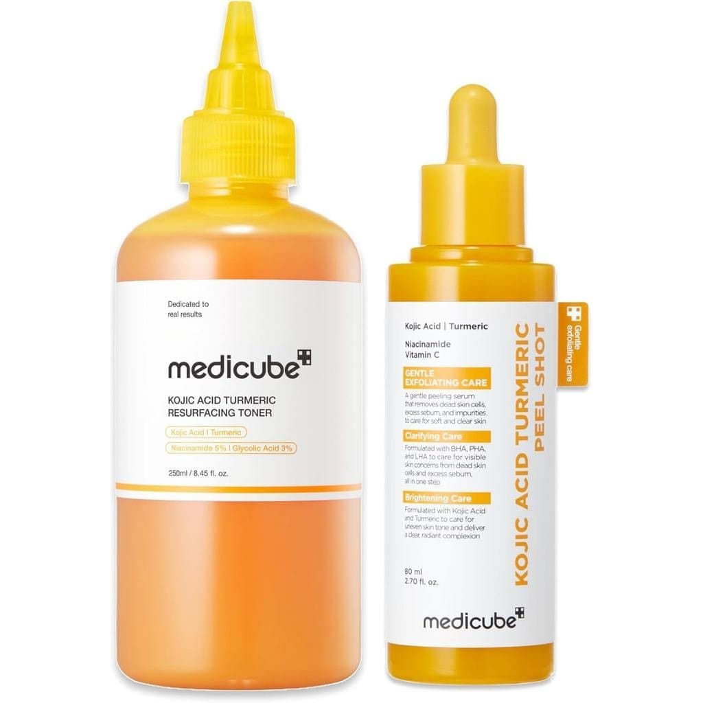 medicube Kojic Acid Turmeric Peel & Tone Facial Duo: Peeling de Cúrcuma e Tônico Suavizante de Ácido Kójico |   Esfoliaç