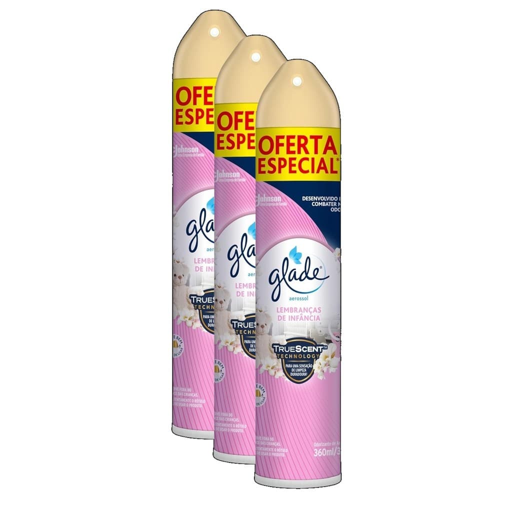 kit 3 Glade Aromatizador de Ambiente Odorizador de Ambiente Lembranças de infância Aerosol 360ml