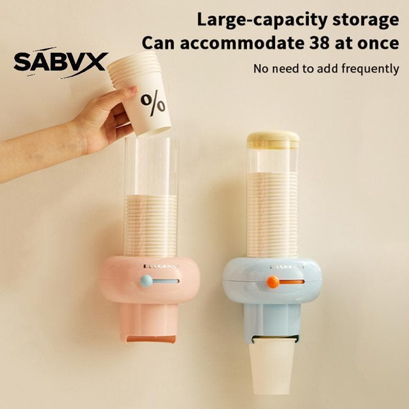 Suporte De Copo De Papel Descartável De Plástico SABVX Dispensador Automático Montado Na Parede Sem Perfurações Recipien