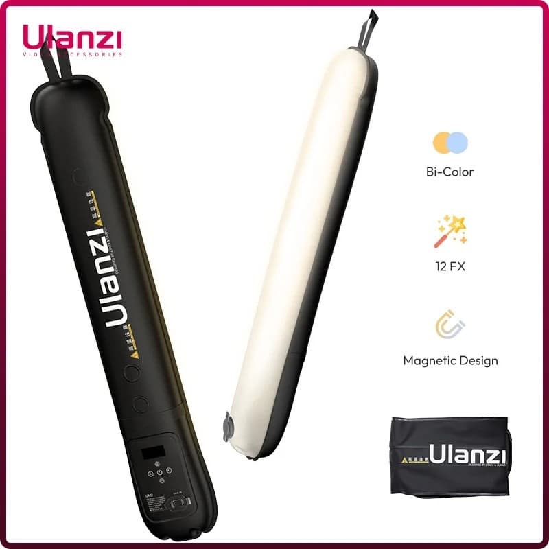 Ulanzi UA12 12W Inflável TPU Tubo De Ar Luz 2700K-6500K Bicolor Portátil Bolso Vara Montagem Magnética Para Transmissão