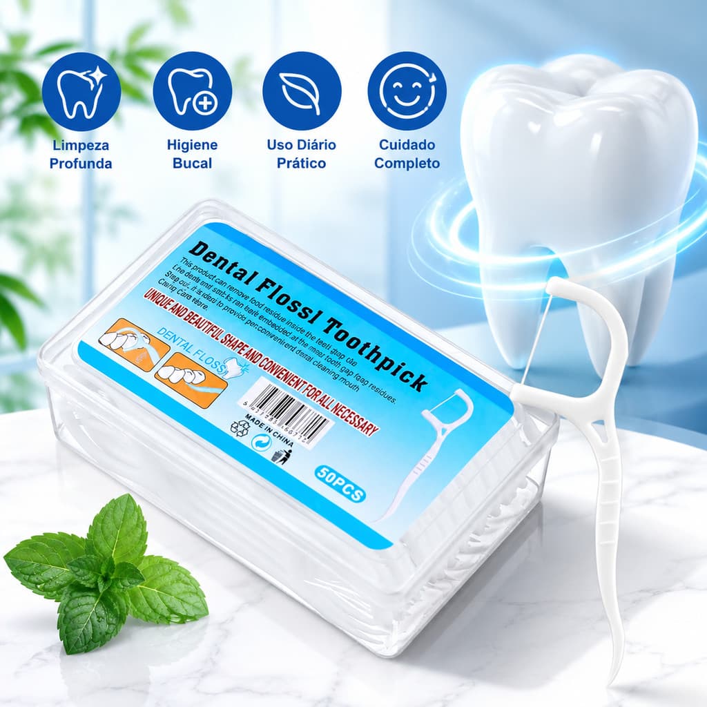 Kit Fio Dental 50 100 150 Unidades Arco Ultra Fino Palito Dental Limpeza Interdental