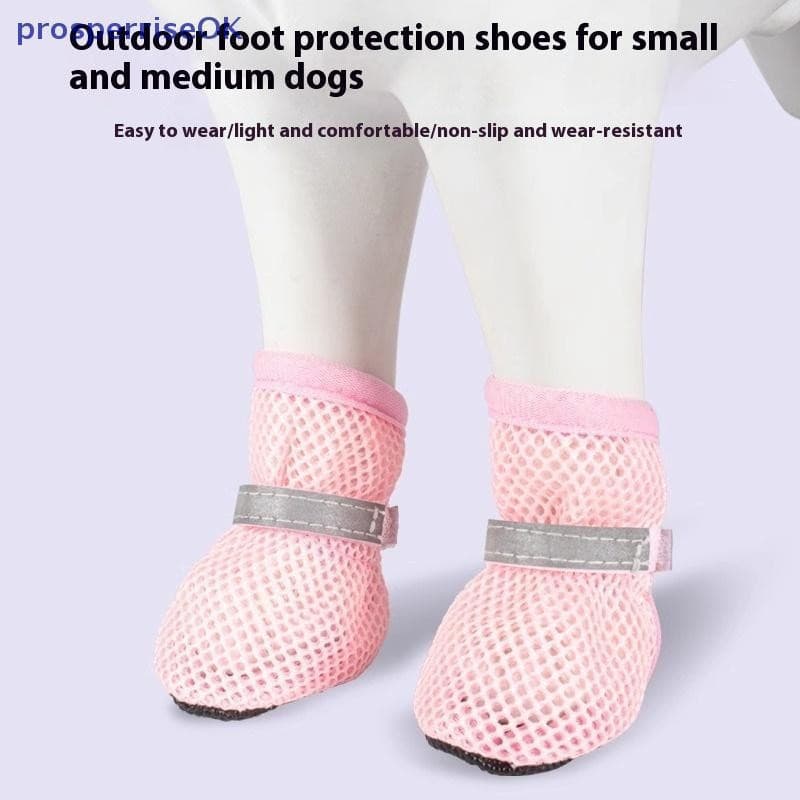 Conjunto de 4 peças, sapatos antiderrapantes para cães, respiráveis, resistentes ao desgaste, botas, adequados para anim