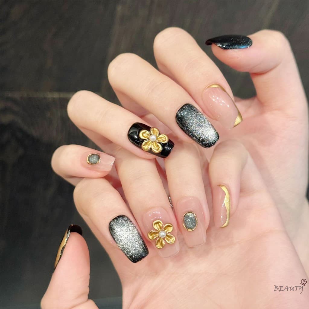 10 Peças De Prensa Artesanal Em Unhas Postiças Para Naturais , Acabamento De Olho De Gato De Bronze , Design De Linha De