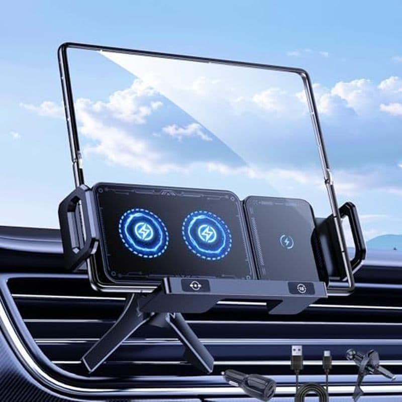 Suporte De Montagem De Carregador De Carro Sem Fio Para Samsung Galaxy Z Fold 7 6 5 4 3 2 , Ventilação De Ar Rotativa Bo