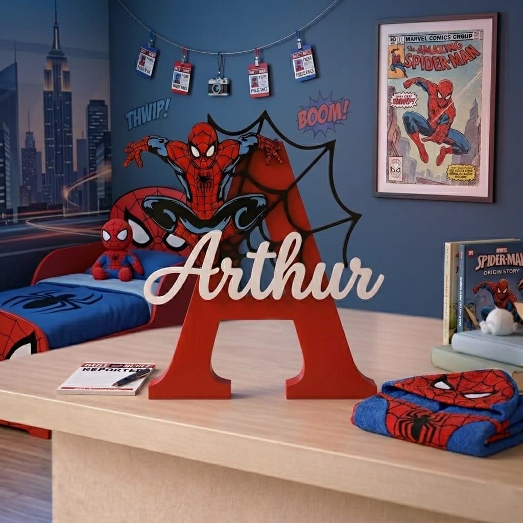 Letreiro Temático Homem Aranha Personalizado com Nome | Decoração Festa Infantil | Impressão 3D