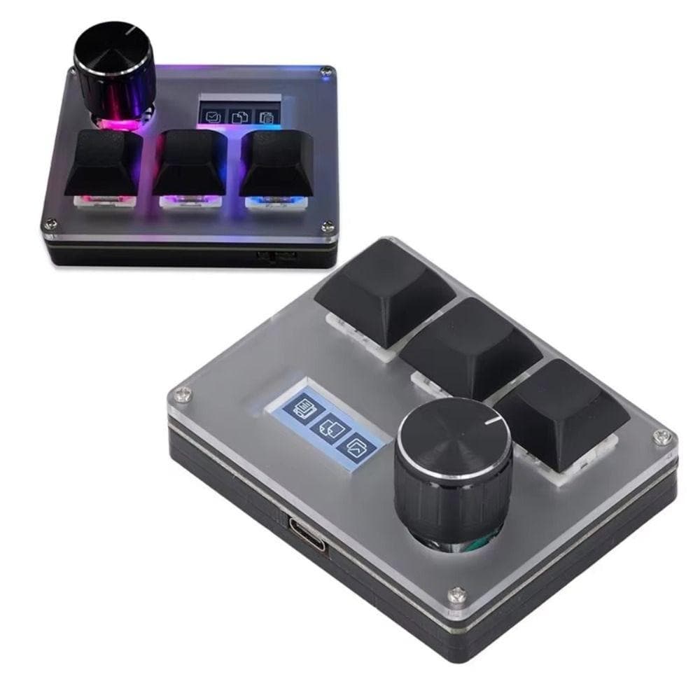 Mini Teclado De 3 Teclas , Mecânico Programável Retroiluminado Com Tela Colorida , Chave Quente De Uma Mão