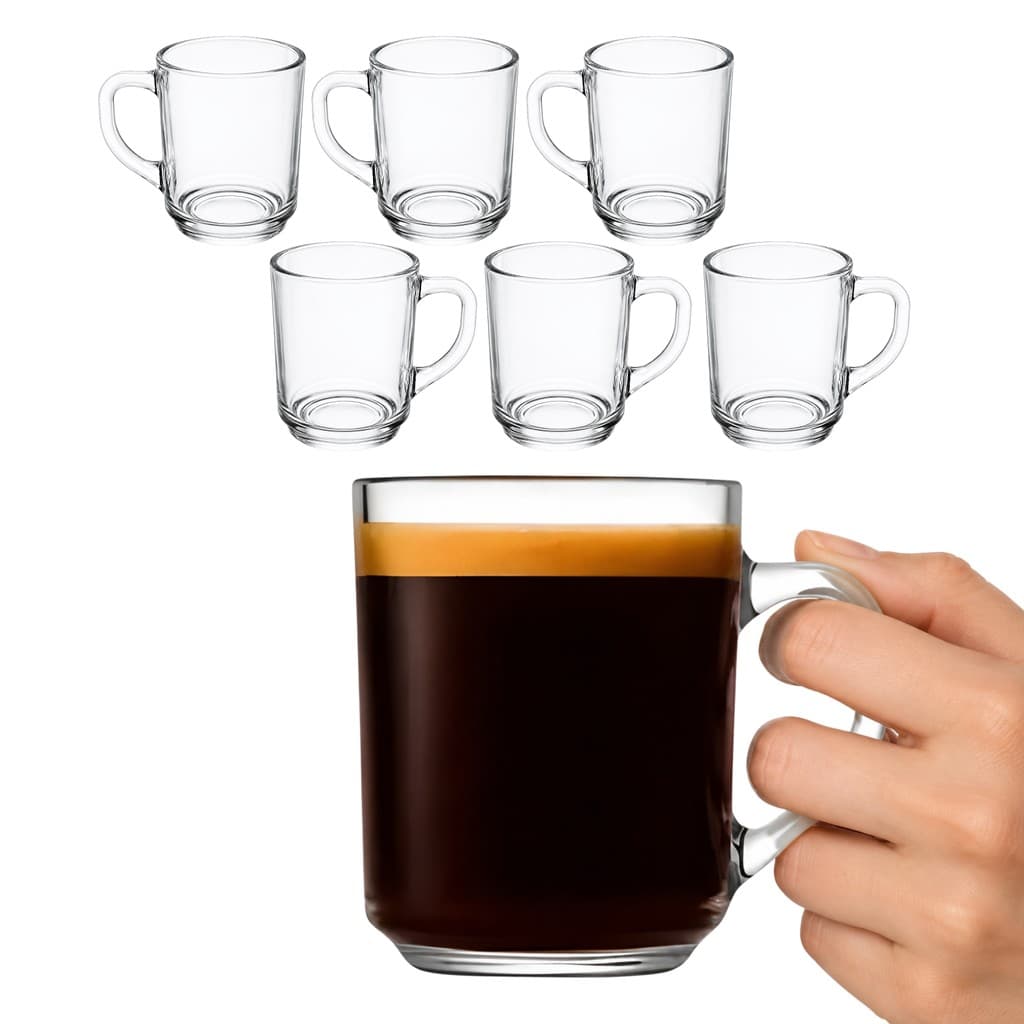 Jogo 6 Caneca Café Cappuccino Expresso Vidro Grosso 250ml