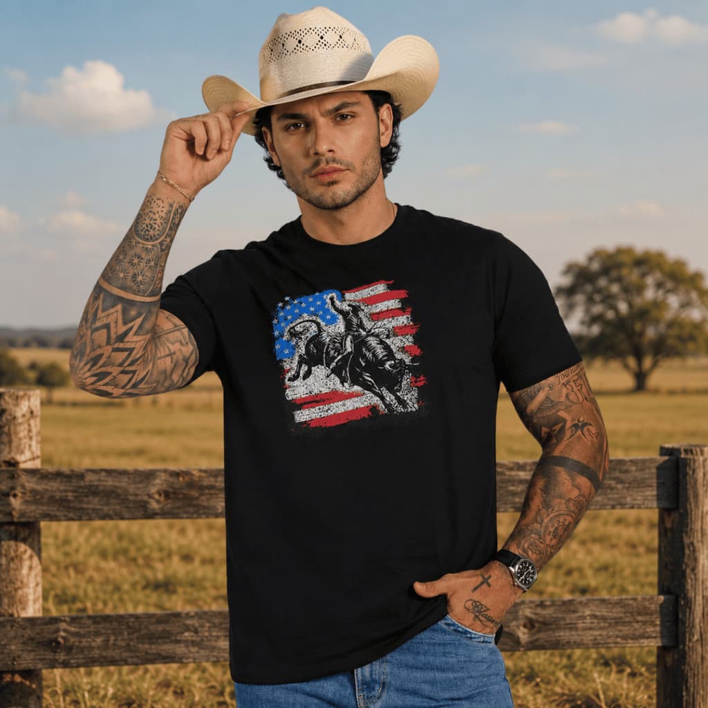 Camiseta Maculina Rodeio Country Texas Blusa Algodão Comfort Básica