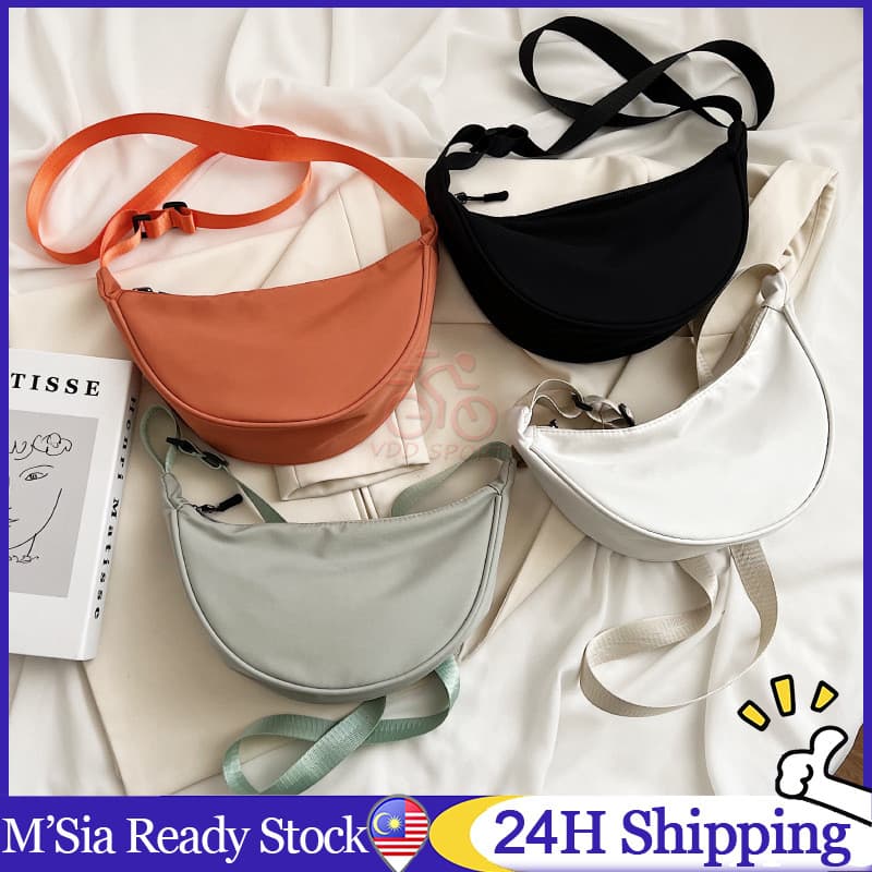 Bolsa Transversal, Bolsa de Ombro Estilo Dumpling, Bolsa Sling, Bolsa de Ombro Estilo Hip Hop em Cores Sólidas, Bolsa Ca