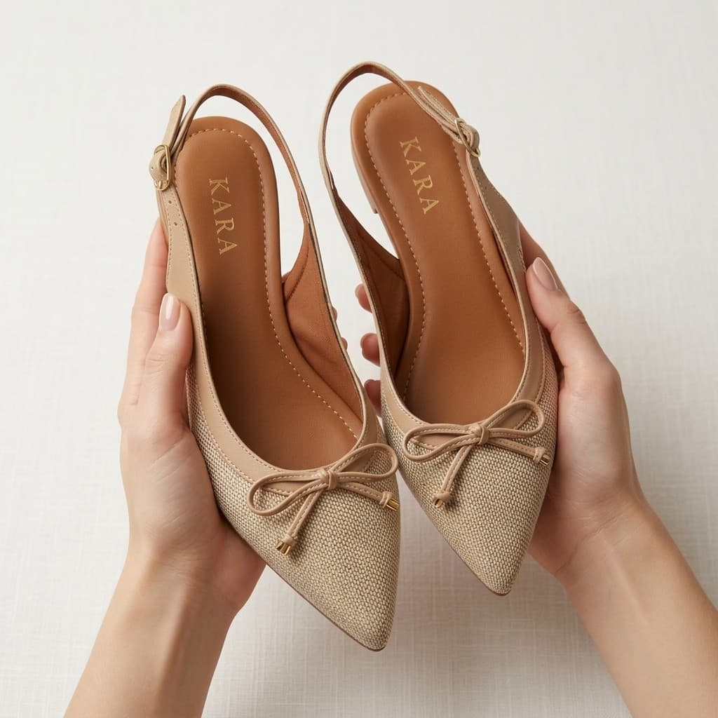 Sapatilha Juta Slingback Feminina Bico Fino com Laço Confortável Elegante