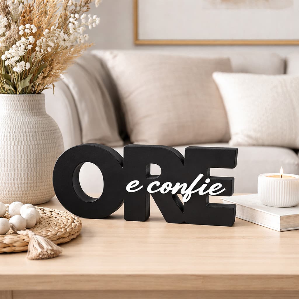 Letreiro Decorativo Ore e Confie Moderno para Sala Quarto Escritório Ideal para Decoração de Casa