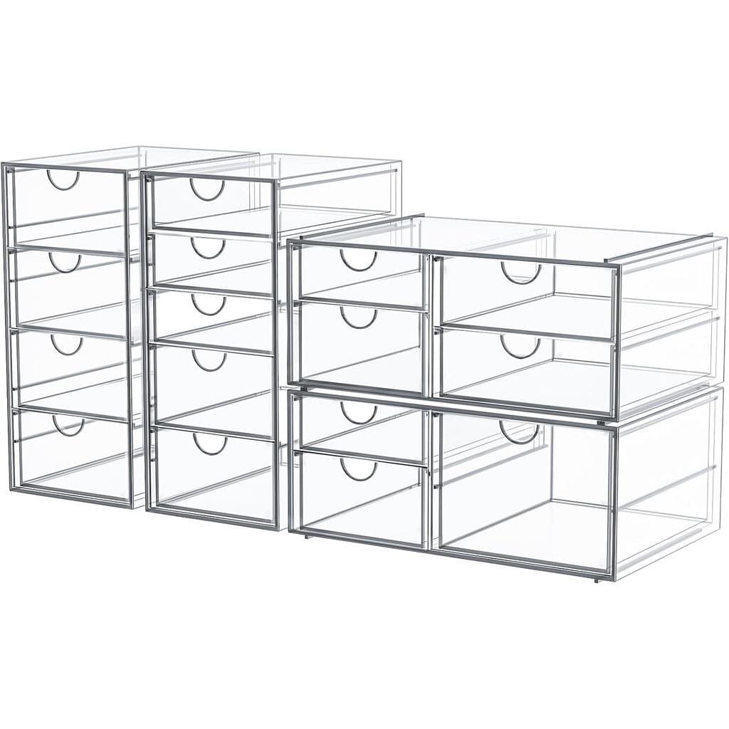 Organizador de Maquiagem com 16 Gavetas, 4 Peças de Suprimentos de Escritório para Mesa, Organizadores de Mesa, Acessóri
