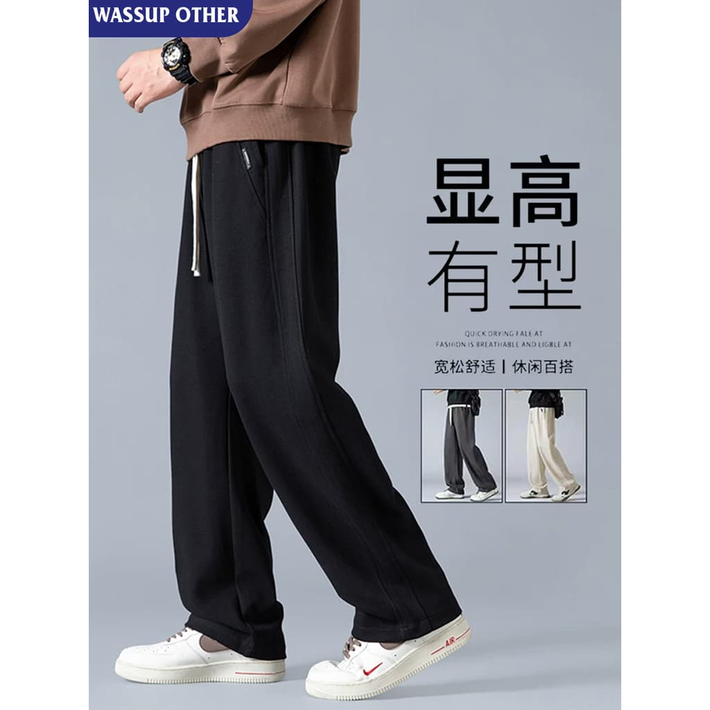 WASSUP OUTRAS Calças Casuais Masculinas Primavera Outono Soltas Calças de Perna Larga Masculinas Retas Drape Sports Swea