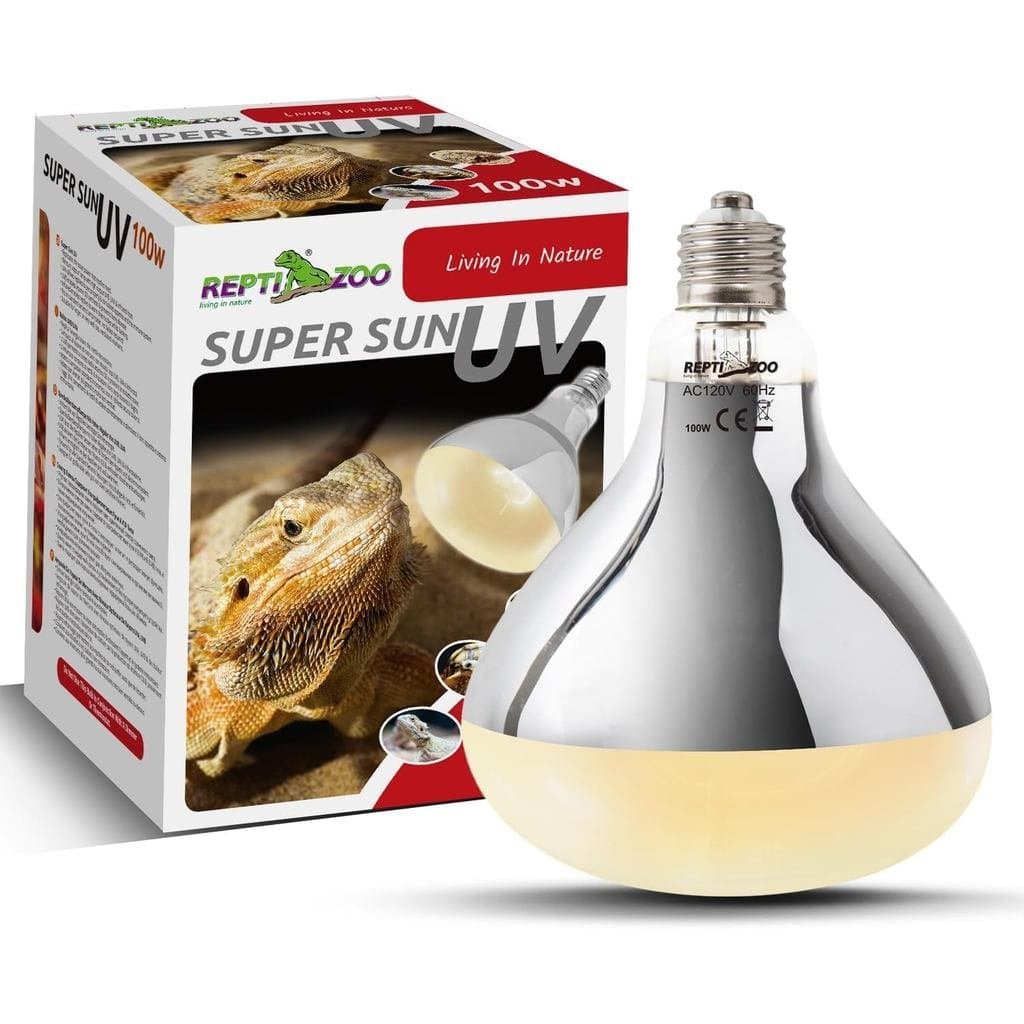 REPTI ZOO Lâmpada de Aquecimento para Répteis 100W, Luz UVA UVB para Répteis, Lâmpada de Luz Solar de Espectro Completo