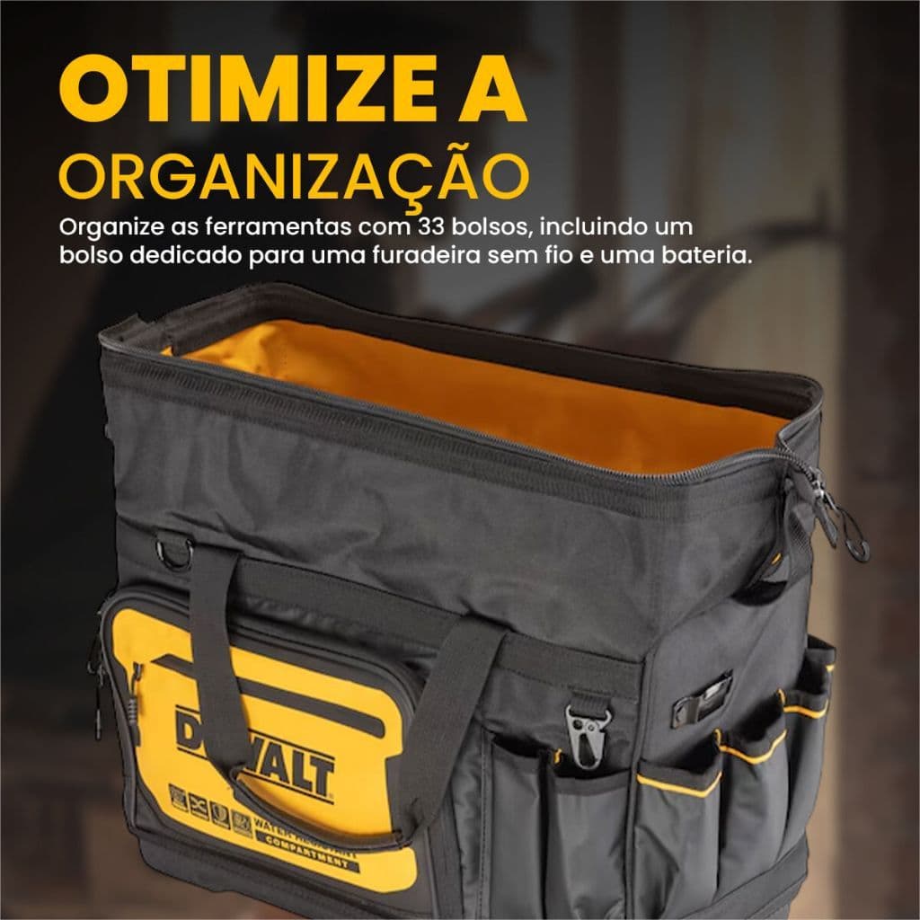 Bolsa de Ferramentas Para Mecânico Bolsa Porta Ferramentas 20" Caixa de Ferramentas 33 Bolsos DeWALT