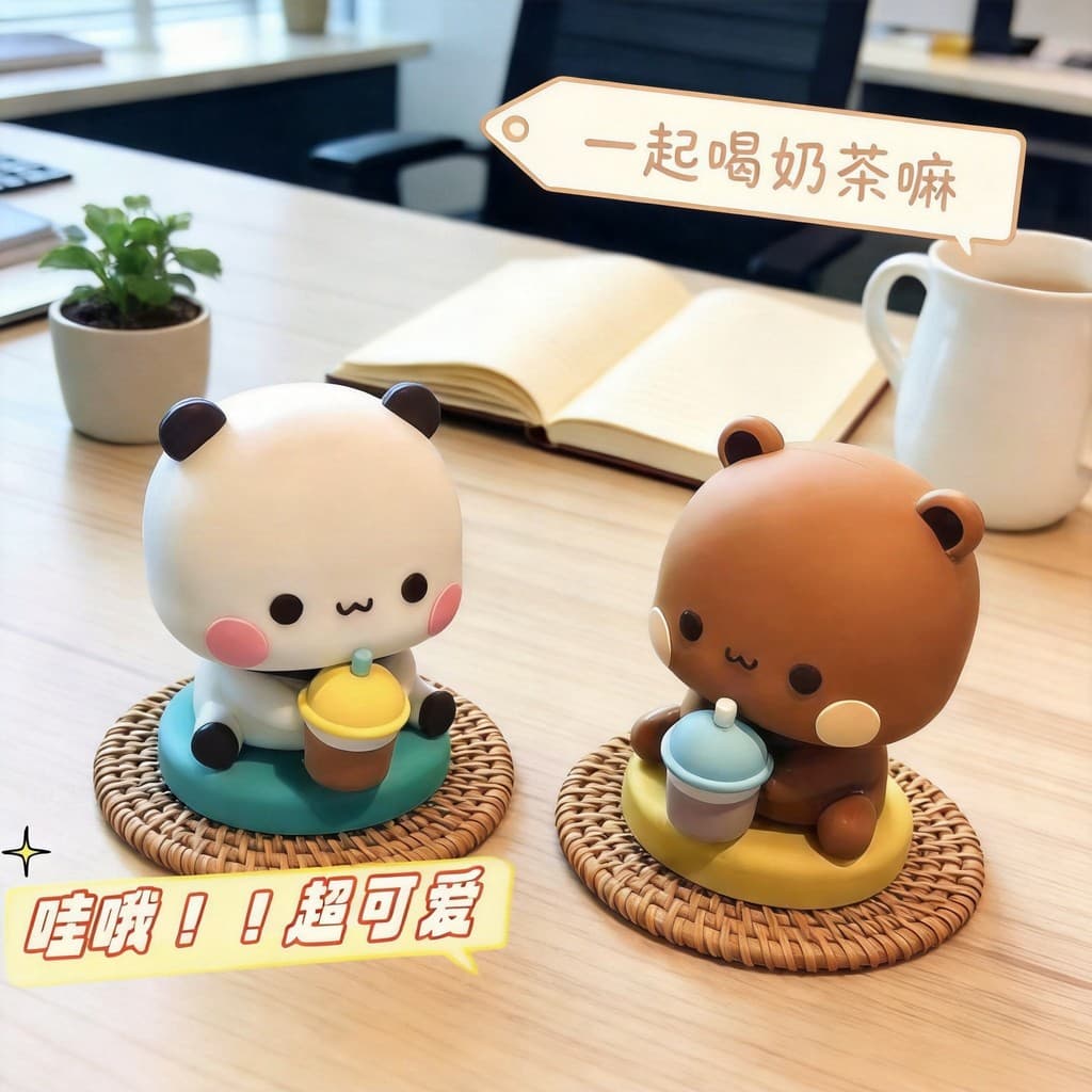 Figurinha Panda One Two Bubu, Decoração de Anime, Boneco de Mesa, Brinquedo Fofo e Moderno, Brinquedo 7.23 BVIJ