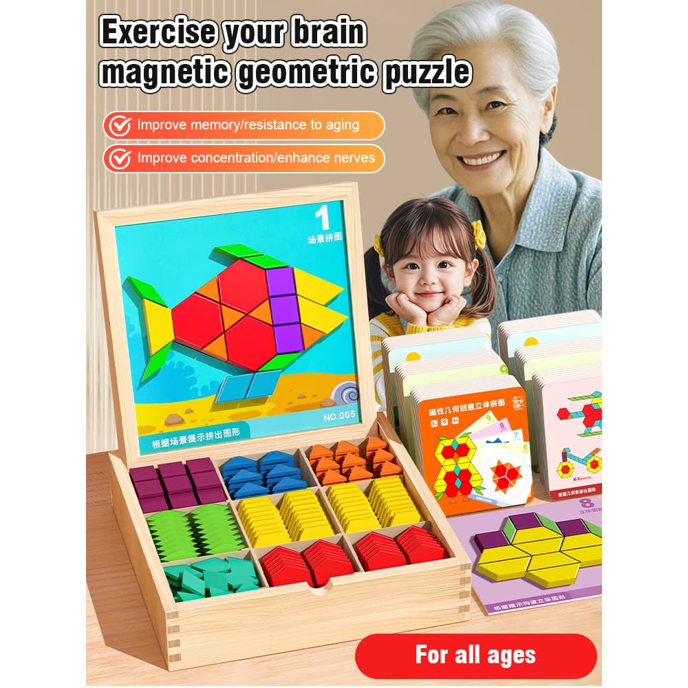 【Diversão em Família】Brain-Boosting Fun / Quebra-Cabeça Magnético / Jogo Geométrico / Aprendizado / Uso Doméstico
