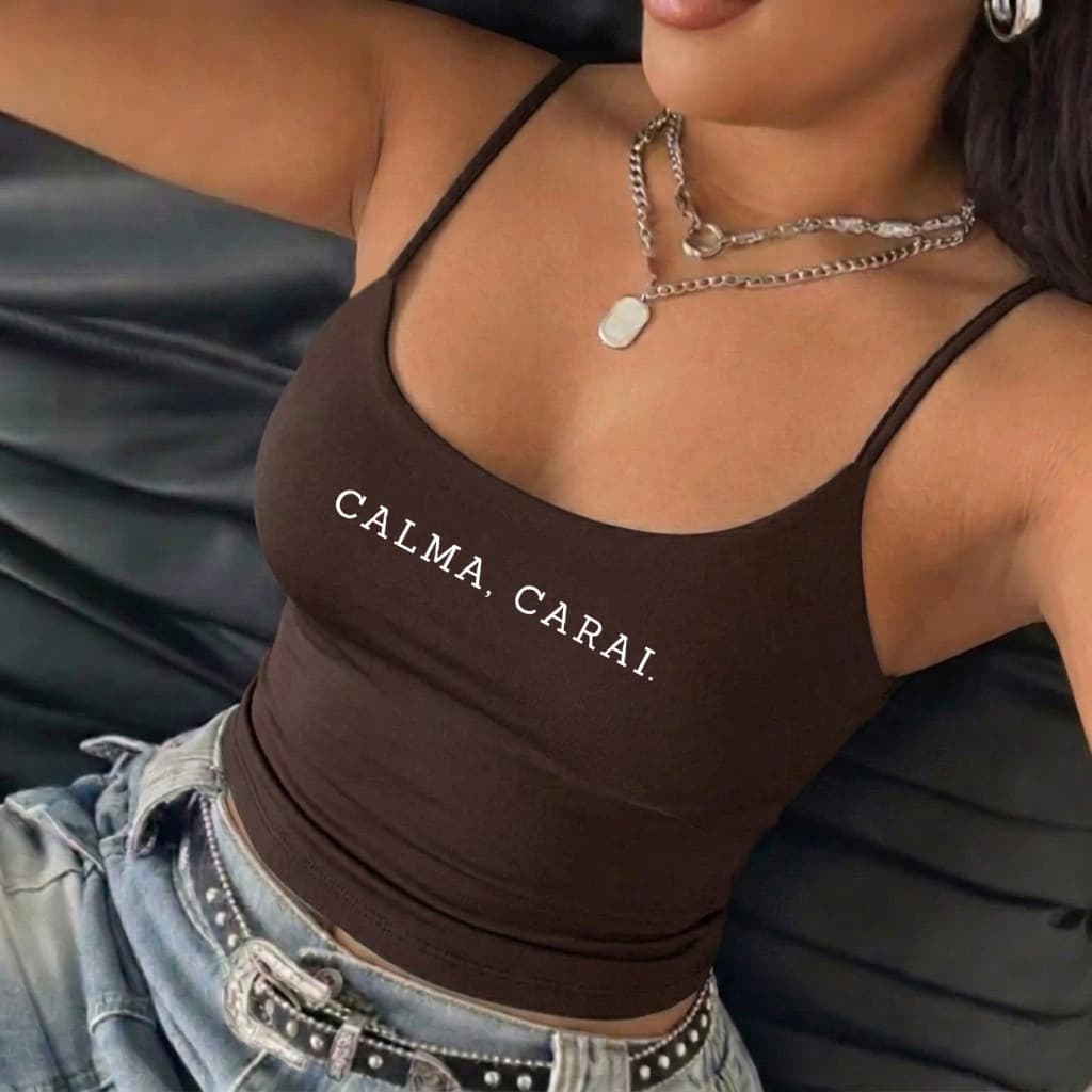 Regata Feminina CALMA CARAI Casual  Alcinha Blusa Feminina Fit Academia Basic Gringa Forrada Moda Casual