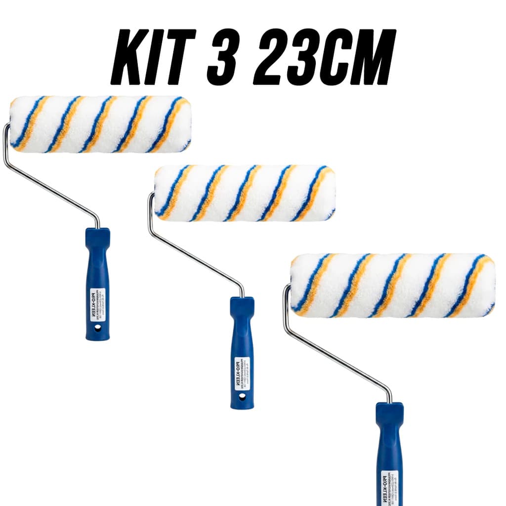 Kit 2 Rolos Pintura Lã Anti Respingo 23CM Acabamento Profissional Parede Teto com Cabo