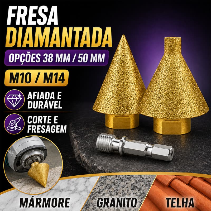 M10/M14 38mm/50mm Cabeça de Moagem Diamante Fresa para Corte Fresagem Pedra Mármore Granito Telha