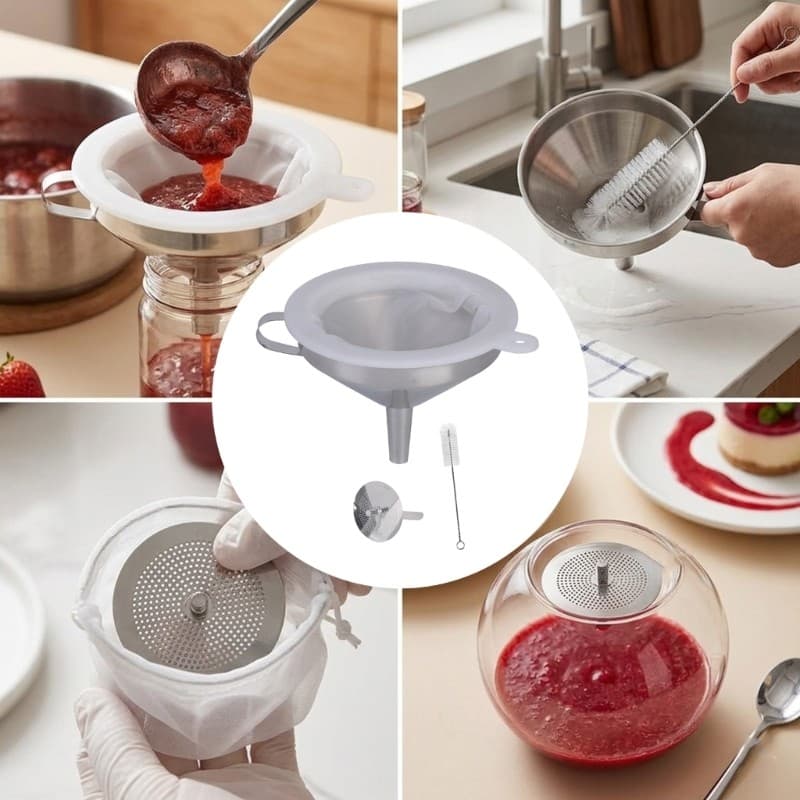 Conjunto 4 Funils Cozinha blg Para Controle Polpa E Derramamento Suco