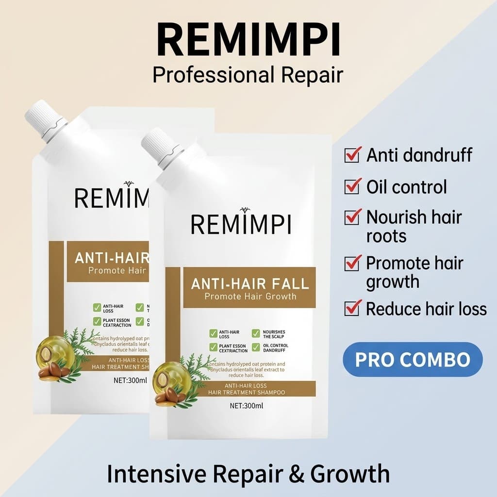Shampoo Anti-Queda REMIMPI – Fórmula Herbal para Fortalecimento e Crescimento Capilar ab