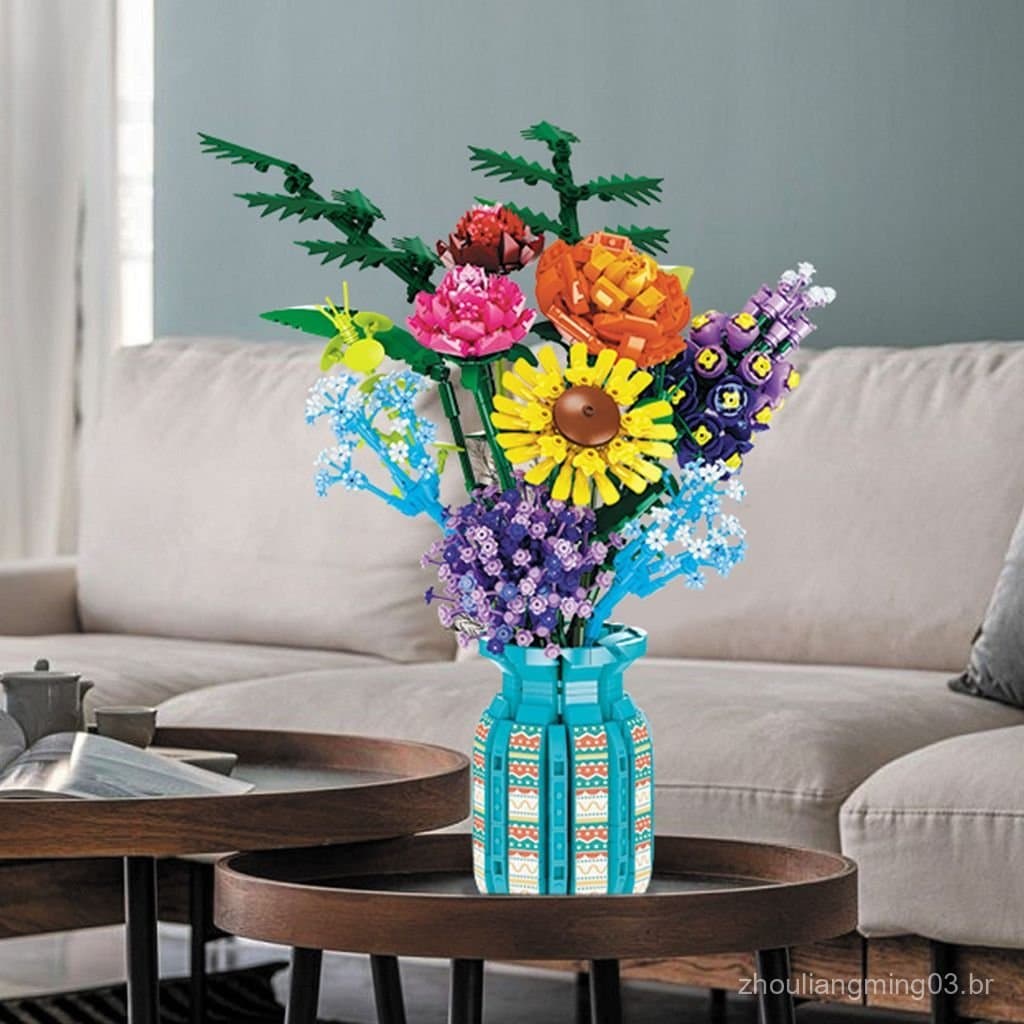 Free Tribe 11001-47 Girassol Flor Eterna Brinquedo de Blocos de Montar Artesanal para Crianças Modelo Ornamento