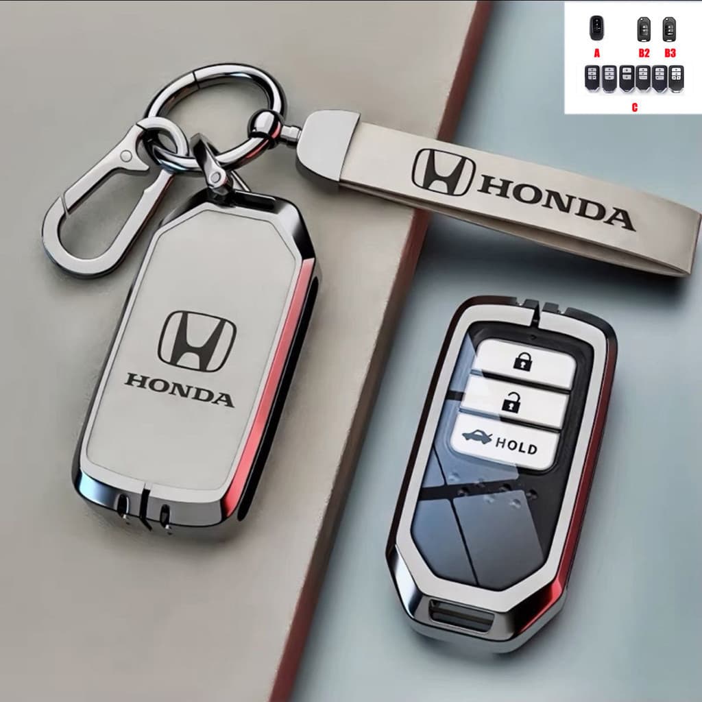 Capa para Chave Remota, Couro Nappa, Liga de Zinco Genuína, Chaves de Carro para Honda City CRV WRV RS BRV HRV Vez