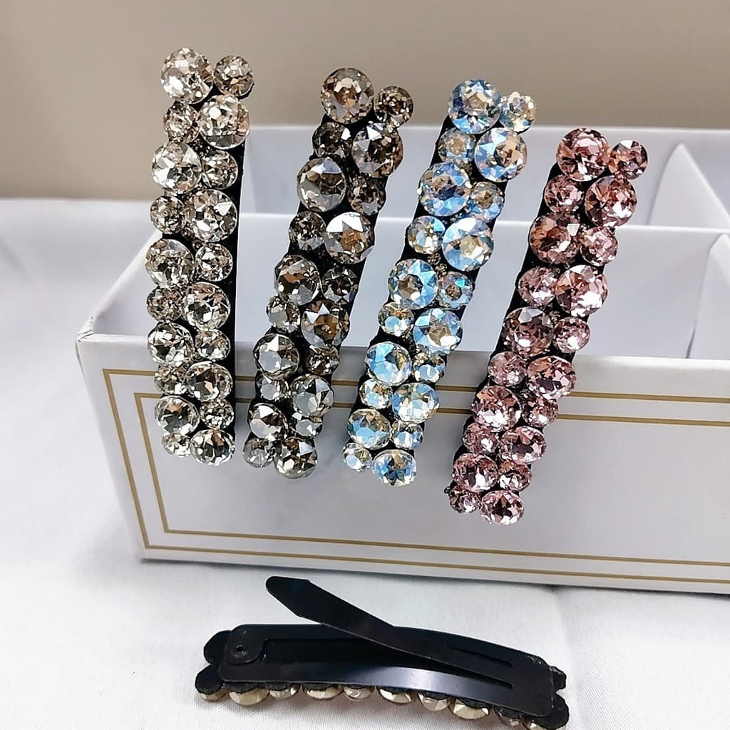 2 pçs luz estilo de luxo requintado cheio diamante grampo de cabelo quebrando clipe lateral diamante franja de cabelo qu