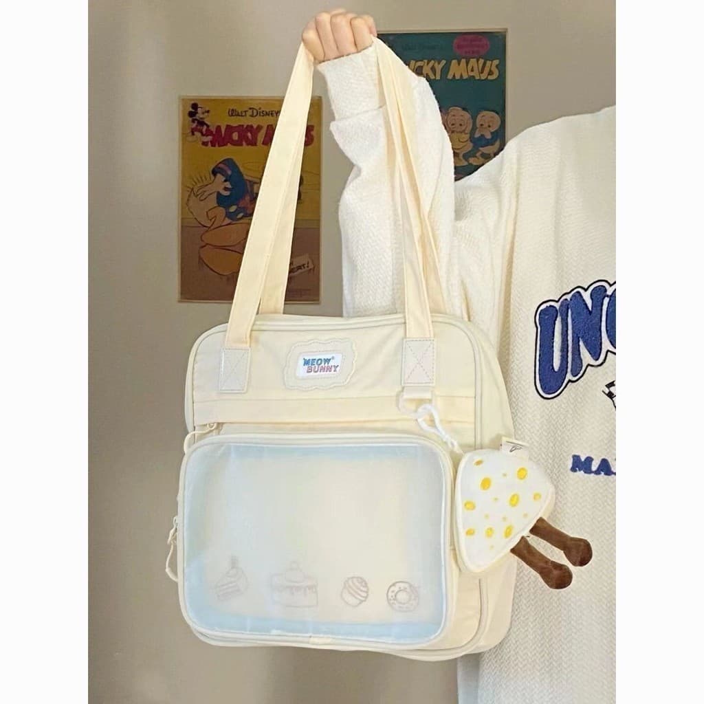 Bolsa De Ombro Transparente De Nylon Doce Fresco Feminino Escolar De Estudante De Grande Capacidade