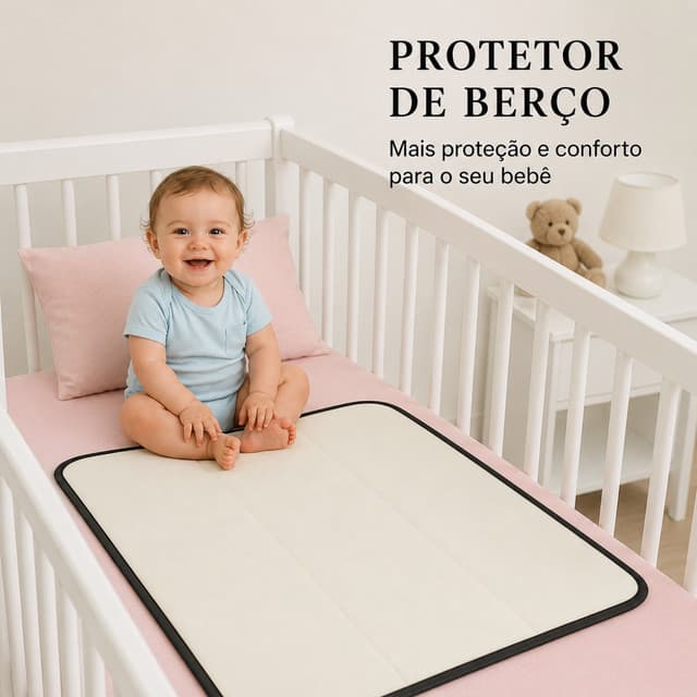 Protetor de Berço Macio Lavável Reutilizável 60x80cm 2 Un