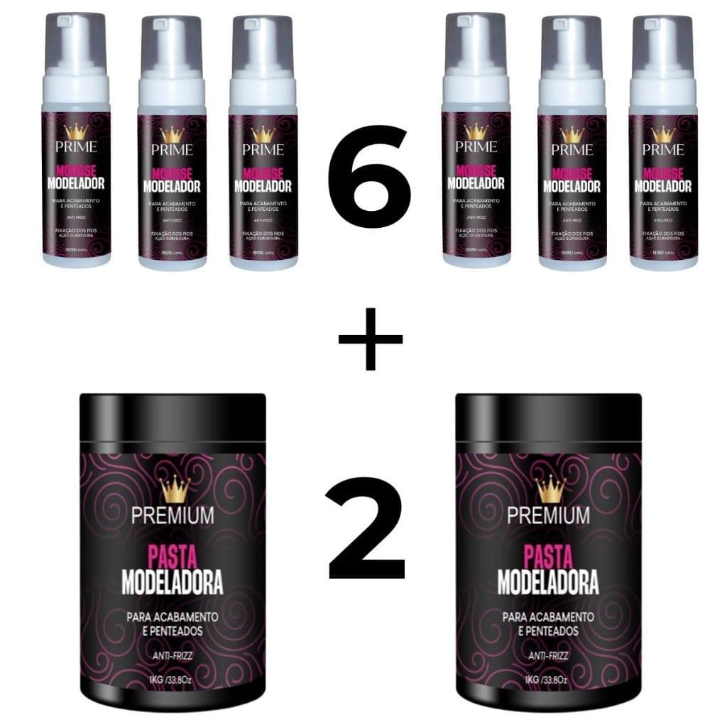 Kit Trancista - 6X Mousse Modelador Prime + 2X Pomada Modeladora Premium 1Kg