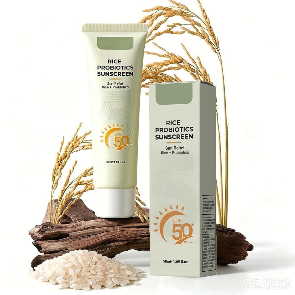 Probióticos de Arroz SPF50+, Loção Protetora Solar, Protetor Solar Facial Sem Óleo, Não Oleoso, Sem Resíduos Brancos, Cr