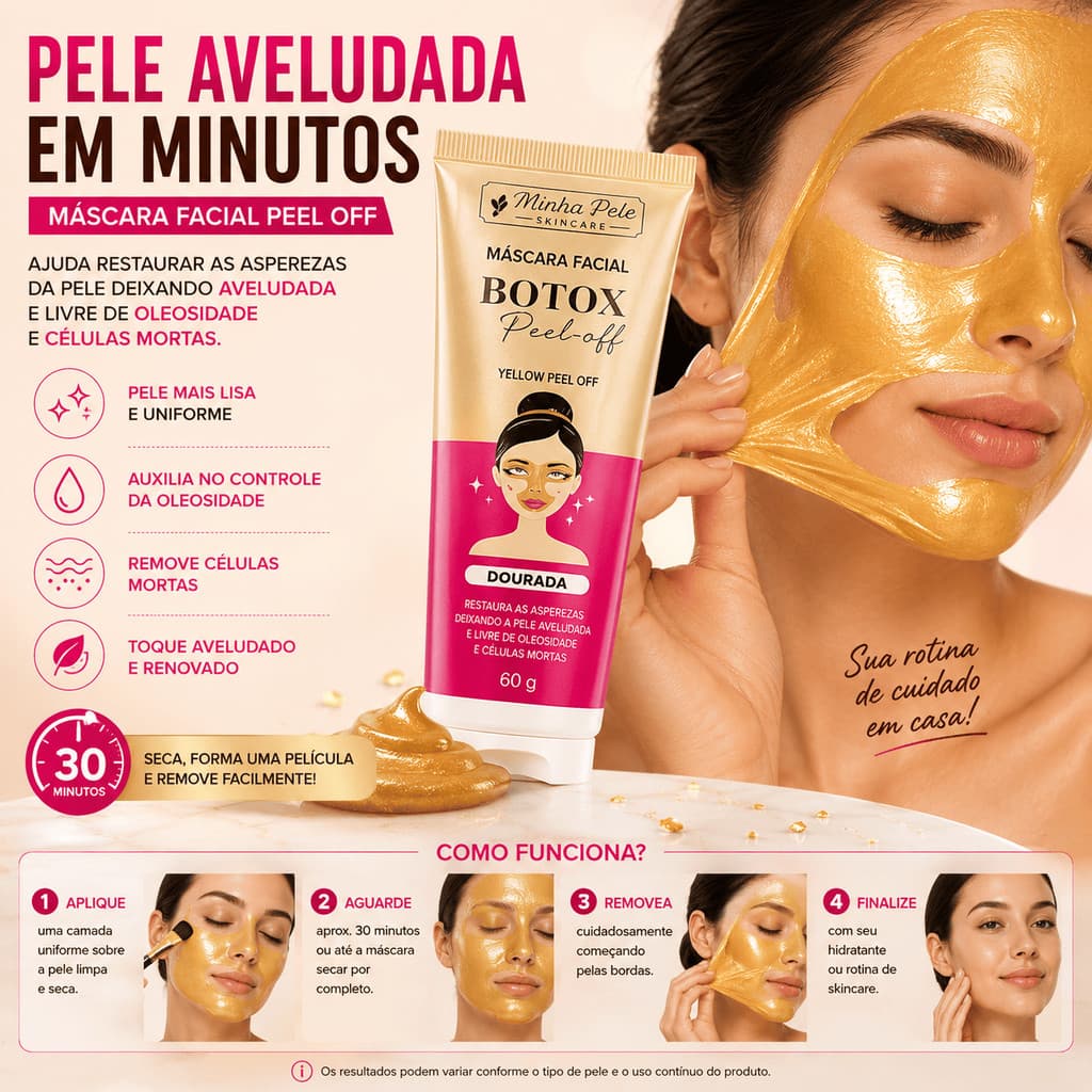 Mascara Facial Botox 50g Peel off pele aveludada sem oleosidade