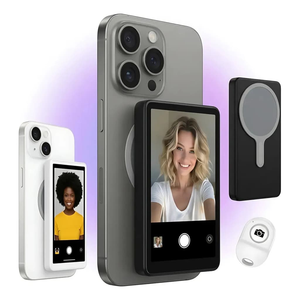 Monitor  Tela Espelho para Criadores de Conteúdo Tela Selfie Magnética HD 4" para iPhone e Android