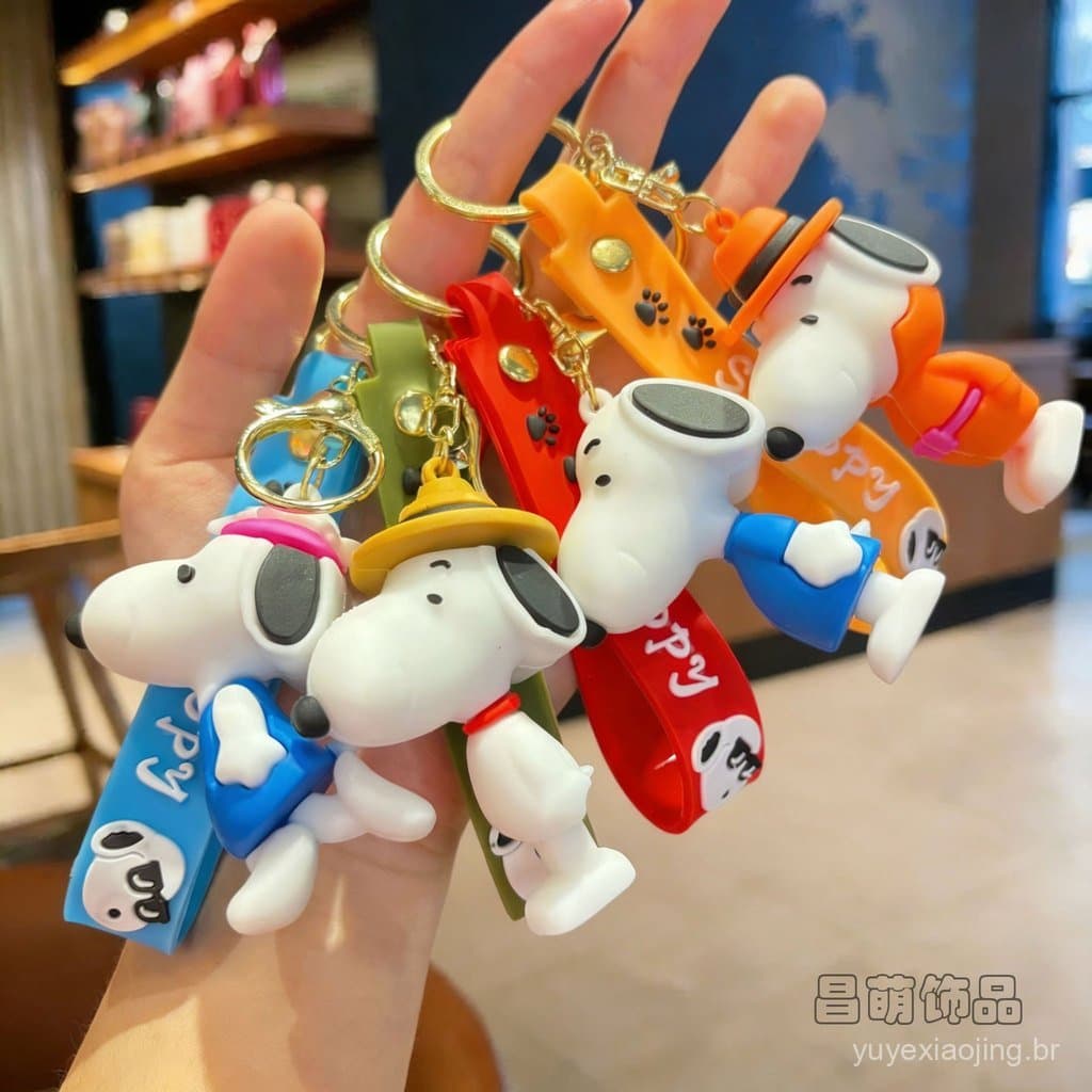 Chaveiro de Figura de Cachorrinho 3D, Boneco de Desenho Animado, Decoração para Mochila, Pingente