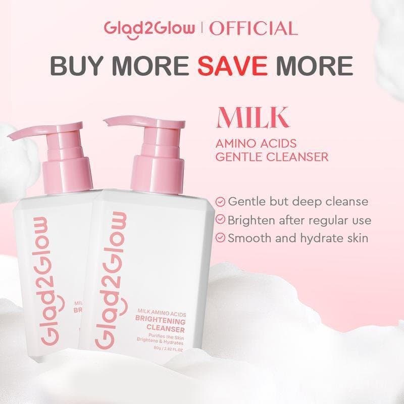 [Oferta Especial] Glad2Glow Milk Amino Acid Gentle Facial Cleanser 80g Ilumina, Conforta, Suaviza, Hidrata, Limpa Sujeir