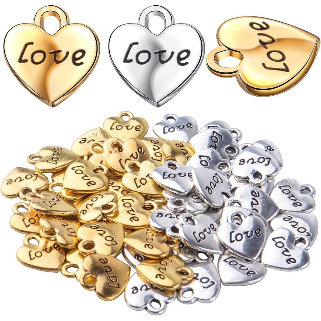 BronaGrand Heart Shape Charm Heart Love Pendants Heart Bead Charms Necklace Charms for DIY Jewelry Earrings Bracelet Mak