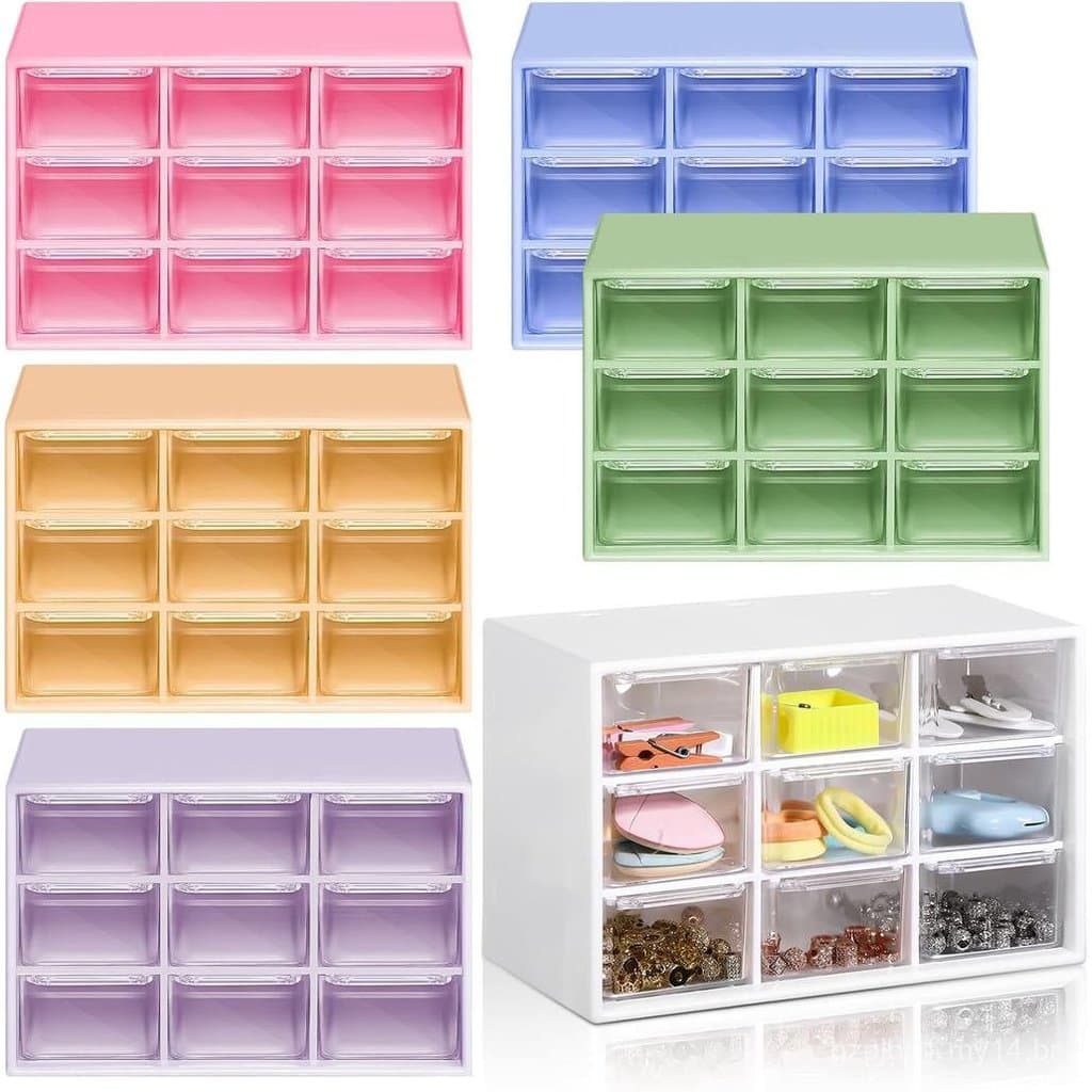 Amyhill 6 Peças Organizador de Gavetas Mini com 9 Gavetas, Caixa de de Plástico para Artesanato, para Escr