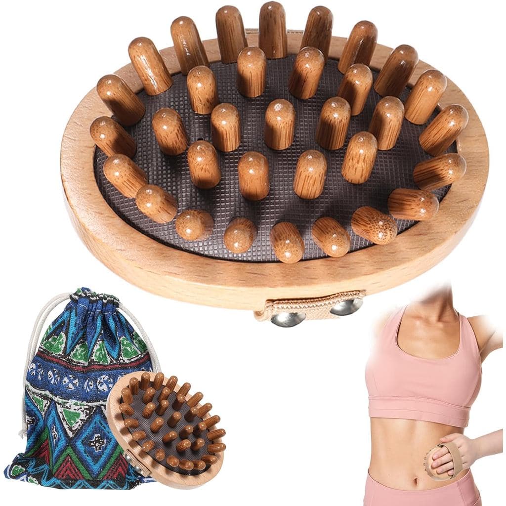 Escova de Pressão Meridiana ElevateTech, Ferramentas de Massagem para Terapia com Madeira para Gordura Abdominal, Pente