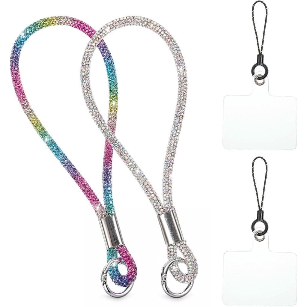 2 Peças de Alça de Pulso para Telefone, Alça de Pulso Brilhante para Celular com Aba, Alças de Pulso com Strass para Cap