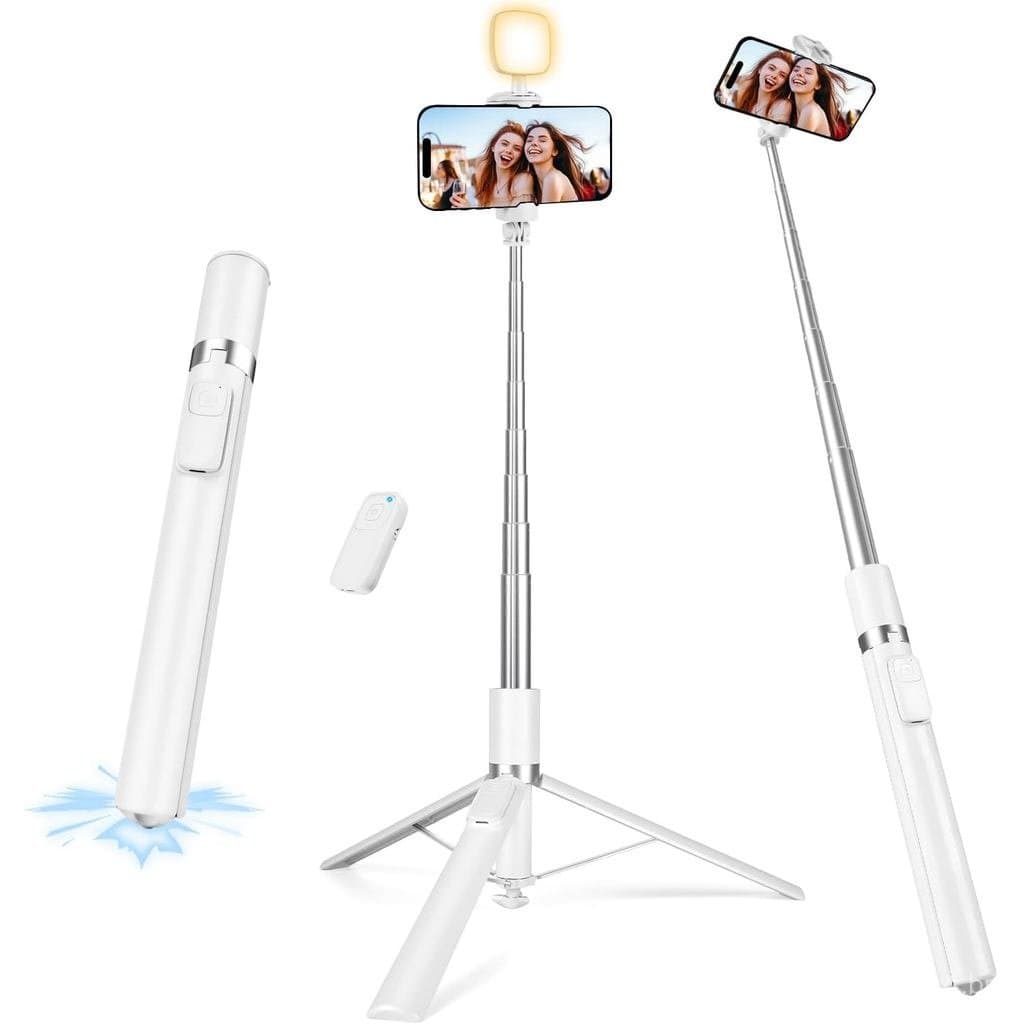 Tripé para Celular de 68" e Bastão de Selfie com e Luz de Preenchimento, de Tripé para Celular c