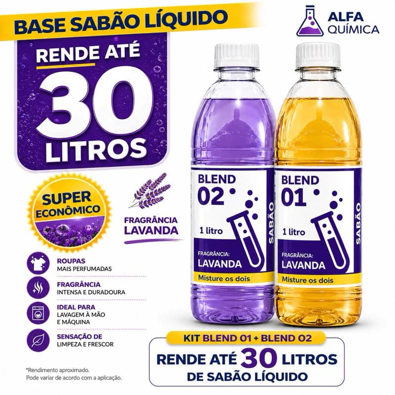 Sabão Lava Roupas Líquido Rende 30 Litros Lavanda Premium