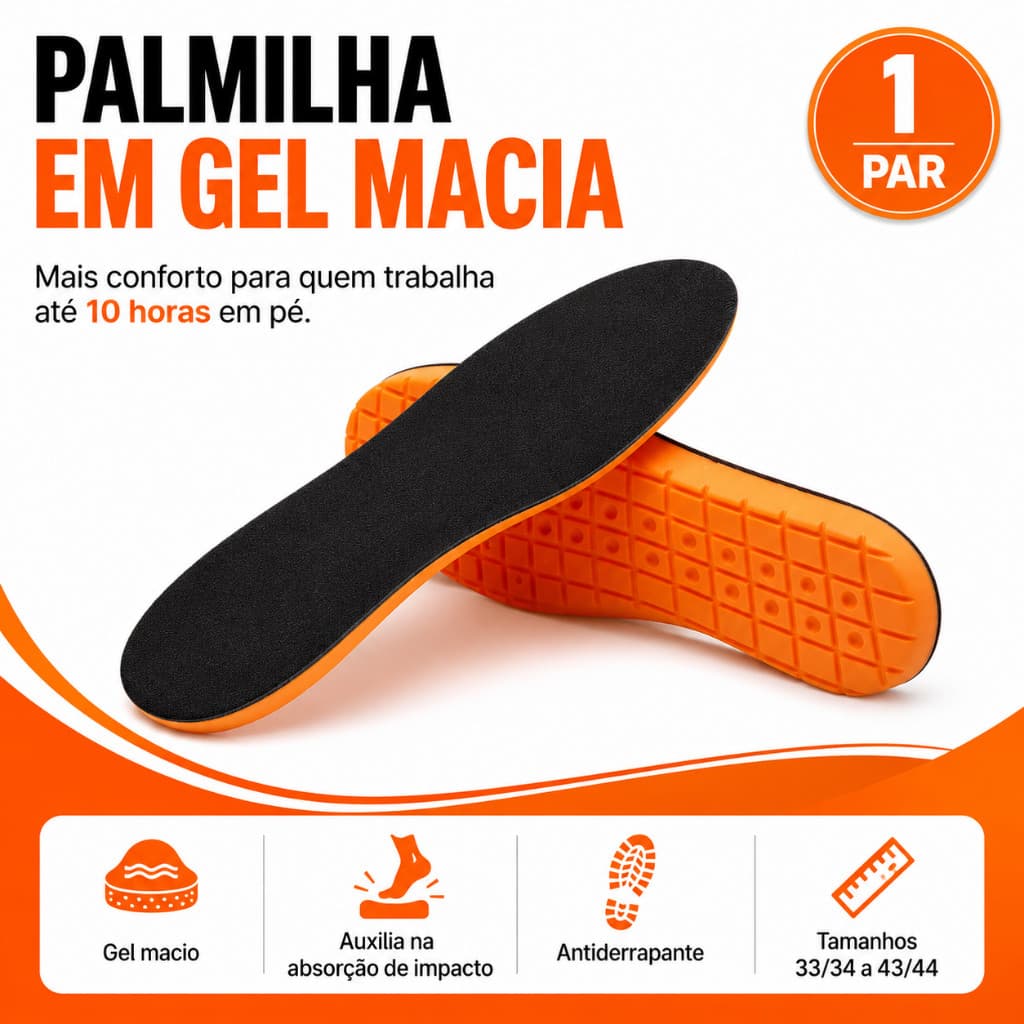 Palmilha Ortopédica em Gel Anti Impacto Confortável