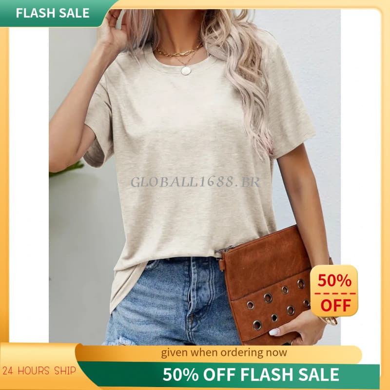 { Pronto Estoque } Camiseta Feminina De Cor Sólida